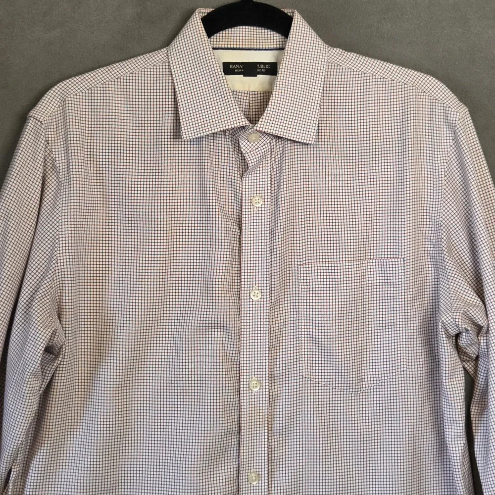 Banana Republic Button Down Shirt Men's Medium Classic Plaid Cotton Preppy
